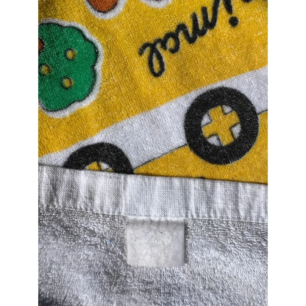 VTG 90s Rare Animal Train Kids Beach Towel Yellow White Cute Friendship Graphic